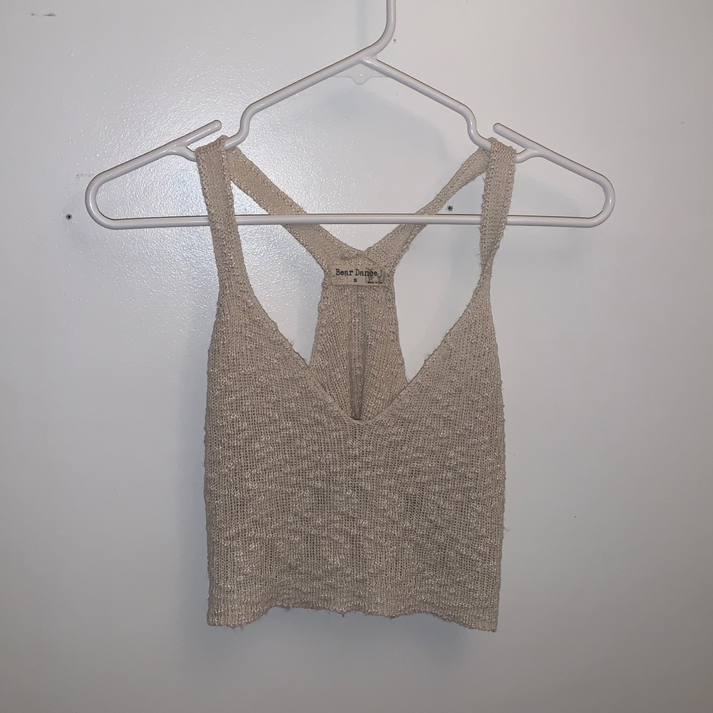 Cream knit crop top